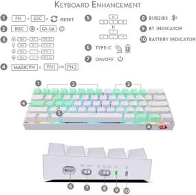 img 1 attached to 🔥 Клавиатура Redragon K530 Draconic 60% Компактная RGB Беспроводная механическая клавиатура, 61 Клавиша TKL с дизайном Bluetooth 5.0 для игр с коричневыми переключателями и 16,8 миллионов цветов RGB-подсветки для ПК, ноутбука и смартфона - улучшенное SEO