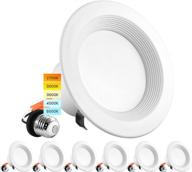 🔆 luxrite 4 inch led recessed can lights, 10w=60w, cct color selectable 2700k 3000k 3500k 4000k 5000k, dimmable retrofit downlights, 750 lumens, energy star, wet rated, baffle trim (6 pack) logo