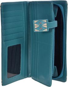 img 2 attached to 👜 Stylish Women's Vegan Faux Leather Clutch Purse with Zipper Around Closure - Aztec Arrow Teal