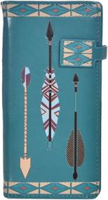 img 4 attached to 👜 Stylish Women's Vegan Faux Leather Clutch Purse with Zipper Around Closure - Aztec Arrow Teal