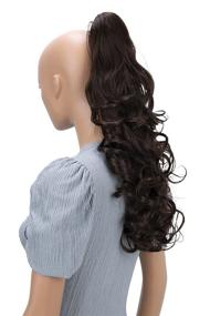 img 2 attached to 🌟 PRETTYSHOP 24-inch Hair Piece Ponytail Clip On Extension | Long, Voluminous, Wavy | Heat-Resistant Chocolate Brown #4a H68