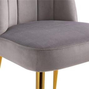 img 1 attached to 🪑 Modern Grey Velvet Dining Chairs - Set of 2, Iconic Home Chelsea Side Chair with Vertical Channel Quilted Upholstery, Crown Top Back, and Solid Gold Tone Metal Legs