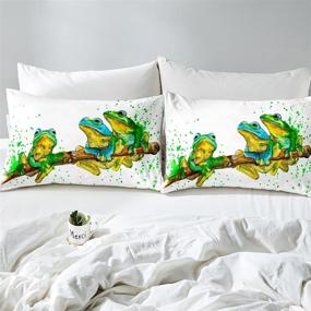 img 1 attached to 🐸 Erosebridal Cartoon Frog Comforter Set Twin Size: Green Tie Dye Down Comforter, Tree Branch Quilted Duvet, Animal Soft Duvet Insert for Kid Adult. White Room Decor Reversible All Season – Ultimate Comfort and Style!