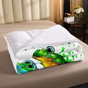 img 2 attached to 🐸 Erosebridal Cartoon Frog Comforter Set Twin Size: Green Tie Dye Down Comforter, Tree Branch Quilted Duvet, Animal Soft Duvet Insert for Kid Adult. White Room Decor Reversible All Season – Ultimate Comfort and Style!