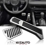 nyzauto anti-slip performance pedal pads kit for mazda 2 3 6 cx3 cx5 cx9, no drilling aluminum brake and gas accelerator covers - silver logo