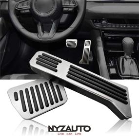 img 4 attached to NYZAUTO Anti-Slip Performance Pedal Pads Kit for Mazda 2 3 6 CX3 CX5 CX9, No Drilling Aluminum Brake and Gas Accelerator Covers - Silver