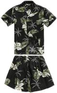 🩳 turquoise hawaiian shirt and shorts cabana set for boys - trendy boys' clothing sets logo