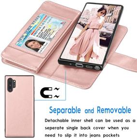 img 1 attached to Rose Gold Galaxy Note 10+ Wallet Case with Detachable Magnetic Case, 🌹 Credit Card Slots and Kickstand - Luxury PU Leather Cover for Samsung Note10 Plus