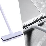 🧽 lcf floor scrub brushes: 2in1 brush for effective cleaning - long handle, heavy duty remove for bathrooms, kitchen, patios, garages - gray logo