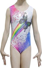 img 2 attached to 🌈 Colorful Rainbow Gymnastics Leotards for Little Girls - Sparkly Athletic One-Piece, Ages 2-12 Years