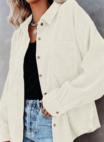 img 1 attached to Women's Corduroy Shirt: Long Sleeve Button Down Blouse Casual Oversized Jacket with Pocket by Meceku