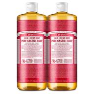 🌹 organic rose pure-castile liquid soap 32oz 2-pack - dr. bronner’s: multi-purpose vegan soap for face, body, hair, laundry, pets, dishes - concentrated formula, non-gmo, 18-in-1 uses logo