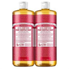 img 4 attached to 🌹 Organic Rose Pure-Castile Liquid Soap 32oz 2-Pack - Dr. Bronner’s: Multi-Purpose Vegan Soap for Face, Body, Hair, Laundry, Pets, Dishes - Concentrated Formula, Non-GMO, 18-in-1 Uses