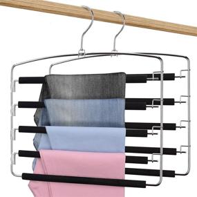 img 4 attached to Red Photon Pants Hangers: Efficient Multi-Purpose Space Saving Slacks Hanger 2 Pack - Swing 👖 Arm, Foam Padded 5 Layers, Non-Slip, Stainless Steel Closet Organizer for Trousers, Skirts, Jeans, Ties, and Scarves