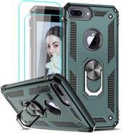 📱 leyi iphone 8 plus case with tempered glass screen protector – military-grade protection and kickstand – midnight green logo