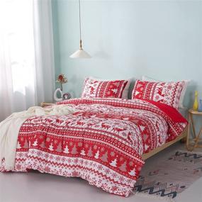 img 3 attached to 🎄 Christmas Red Comforter Set Queen Size | Snowflake & Reindeer Print - Cozy Holiday Room Decor | Present for Adults, Teens, Boys, Girls | 2 Pillowcases Included (Queen, Red)