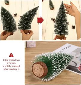 img 1 attached to 🎄 Desktop Miniature Pine Tree Set: 5 Pcs Christmas Trees with Wood Base - Table Top Mini Sisal Trees for Christmas DIY Crafts & Party Decor - Snow Frosted Trees