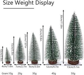 img 2 attached to 🎄 Desktop Miniature Pine Tree Set: 5 Pcs Christmas Trees with Wood Base - Table Top Mini Sisal Trees for Christmas DIY Crafts & Party Decor - Snow Frosted Trees