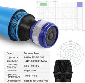 img 2 attached to 🎤 Динамичный караоке микрофон - ручной проводной микрофон Moukey с кабелем XLR длиной 13 футов - металлический для пения, акустической системы, усилителя, микшера, караоке-аппарата, выступлений, свадеб, сцены - синий (MWm-5)