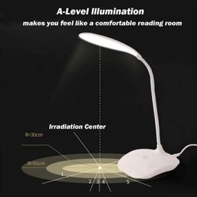 img 2 attached to 💡 LED Table Lamp: Portable Eye-Protected Gooseneck Desk Light for Dorm Study, Office, Bedroom - USB or Battery Powered