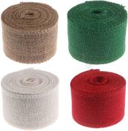 christmas burlap craft ribbon rolls - ideal for diy gift wrap & decor, 2.4 inch by 236 inch, bundle of 4 rolls! logo