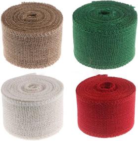 img 4 attached to Christmas Burlap Craft Ribbon Rolls - Ideal for DIY Gift Wrap & Decor, 2.4 Inch by 236 Inch, Bundle of 4 Rolls!