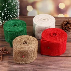 img 2 attached to Christmas Burlap Craft Ribbon Rolls - Ideal for DIY Gift Wrap & Decor, 2.4 Inch by 236 Inch, Bundle of 4 Rolls!