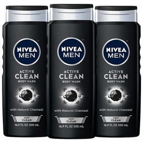 img 4 attached to 🧖 NIVEA MEN DEEP Active Clean Charcoal Body Wash - Triple Pack