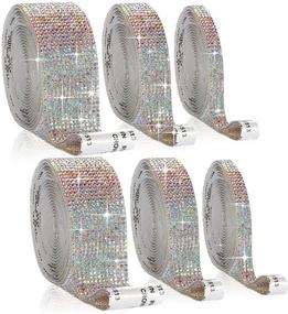 img 4 attached to 💎 6 Rolls 5.4 Yards Self-Adhesive Crystal Rhinestone Diamond Ribbon Bling Sticker Ribbon in 3 Widths for DIY Decoration with 2mm Rhinestones – Perfect for Crafts, Cars, and Phones (Crystal AB)