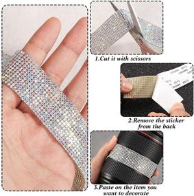 img 1 attached to 💎 6 Rolls 5.4 Yards Self-Adhesive Crystal Rhinestone Diamond Ribbon Bling Sticker Ribbon in 3 Widths for DIY Decoration with 2mm Rhinestones – Perfect for Crafts, Cars, and Phones (Crystal AB)