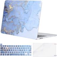 🔹 mosiso macbook pro 13 inch case 2016-2021 release a2338 m1 a2289 a2251 a2159 a1989 a1706 a1708, watercolor marble hard shell case, keyboard cover & screen protector, blue logo