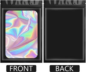 img 3 attached to 🛍️ 100-Piece Smell-Proof Mylar Holographic Packaging Bags - Resealable Foil Pouch Ziplock Bags for Food Storage, Lip Gloss, Jewelry, Eyelashes (Black, 2.4 x 3.9 Inch)