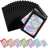 🛍️ 100-piece smell-proof mylar holographic packaging bags - resealable foil pouch ziplock bags for food storage, lip gloss, jewelry, eyelashes (black, 2.4 x 3.9 inch) логотип