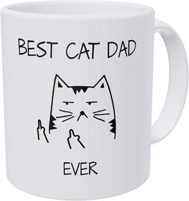 img 1 attached to 🐱 Wampumtuk Best Cat Dad Ever Coffee Mug - Cat Face Fingers Design, 11 oz - Funny Gift for Cat Lovers