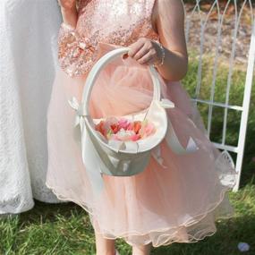 img 1 attached to 🧺 Ivory Satin Flower Girl Basket by Lillian Rose: Elegant and Petite (6.5" FB404 I)