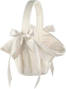 img 4 attached to 🧺 Ivory Satin Flower Girl Basket by Lillian Rose: Elegant and Petite (6.5" FB404 I)