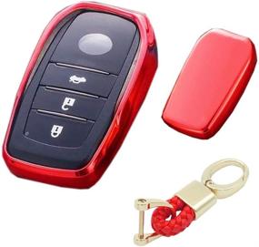 img 2 attached to Royalfox (TM) 3 4 5 6 кнопок Мягкий TPU Smart Keyless Remote Key Fob Чехол для держателя Toyota Highlander Avalon Crown Land Cruiser Prado Mark X Camry Corolla Reiz RAV4 (красный)