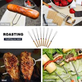 img 2 attached to Premium 8PCS Telescoping Stainless Steel Marshmallow Roasting Sticks - 32Inch Smores Skewers for Fire Pit BBQ Kit - Perfect Campfire Grill Accessories for Hot Dog & Sausage Cookware - Includes Portable Bag