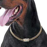 💎 diamond dog gold chain collar - 10mm luxury necklace jewelry for pets - fancy golden choker with sparkly crystal bling, adjustable links & durable clasp - doggy fashion accessories logo