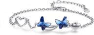 💎 blue/pink/purple crystal butterfly bracelet: sterling silver jewelry with adjustable bracelets, perfect gifts for women, girls, and birthdays logo