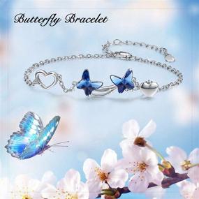 img 3 attached to 💎 Blue/Pink/Purple Crystal Butterfly Bracelet: Sterling Silver Jewelry with Adjustable Bracelets, Perfect Gifts for Women, Girls, and Birthdays