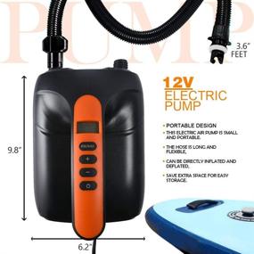 img 2 attached to 🔌 Intelligent Dual Stage Auto-Off 12V DC SUP Air Pump - 20 PSI High Pressure Pump with Cigarette Lighters, Hose for Air Mattresses, Inflatable Boats, Tents & Stand Up Paddle Boards