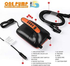 img 3 attached to 🔌 Intelligent Dual Stage Auto-Off 12V DC SUP Air Pump - 20 PSI High Pressure Pump with Cigarette Lighters, Hose for Air Mattresses, Inflatable Boats, Tents & Stand Up Paddle Boards