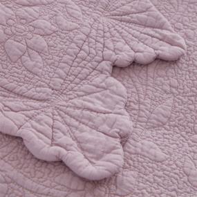 img 1 attached to 🛏️ Queen Size Cotton Dusty Pink Farmhouse Quilt Set by Brandream - Luxury Coverlet Set Vintage Antique Bedroom Set