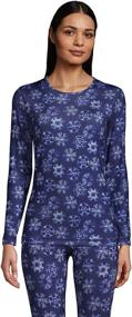 img 4 attached to 🔥 Lands' End Women's Thermaskin Heat Crewneck: Stay Warm in Style!