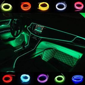 img 4 attached to ABALDI Car Decor El Wires Car Kit 5M/16Ft Electroluminescence Light Glowing Neon String Lights For Car Door/Console/Seat/Dash Board Decoration Easily DIY(5M
