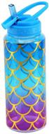 🧜 bpa free tritan cute water bottle with straw, leak proof, carry handle, pretty mermaid design - 32oz/950ml logo