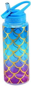 img 4 attached to 🧜 BPA Free Tritan Cute Water Bottle with Straw, Leak Proof, Carry Handle, Pretty Mermaid Design - 32oz/950ml