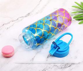 img 3 attached to 🧜 BPA Free Tritan Cute Water Bottle with Straw, Leak Proof, Carry Handle, Pretty Mermaid Design - 32oz/950ml