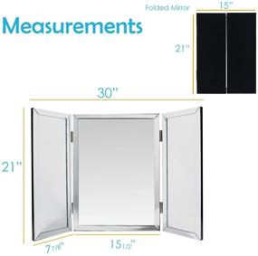 img 3 attached to 💅 Houseables 3-Way Trifold Vanity Mirror - Hangable & Versatile - 15.5" x 21" - Perfect for Bathrooms, Bedrooms & Makeup Tables
